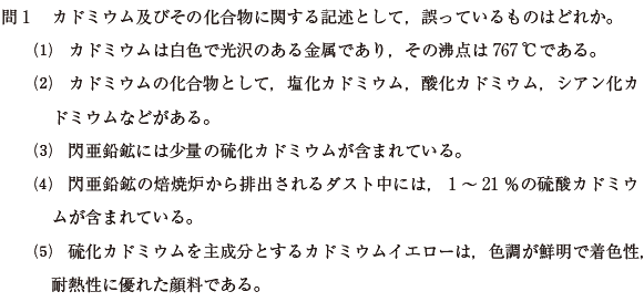 大気有害物質特論　過去問