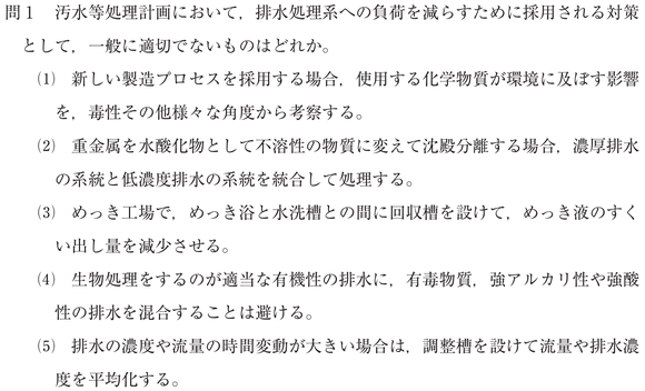 汚水処理特論　過去問